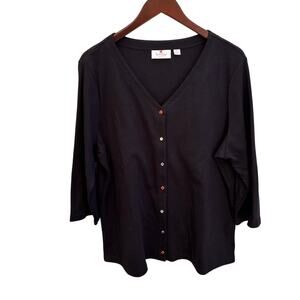 Quacker Factory Patriotic Jewel Button Black Cardigan Top Size Womens XL